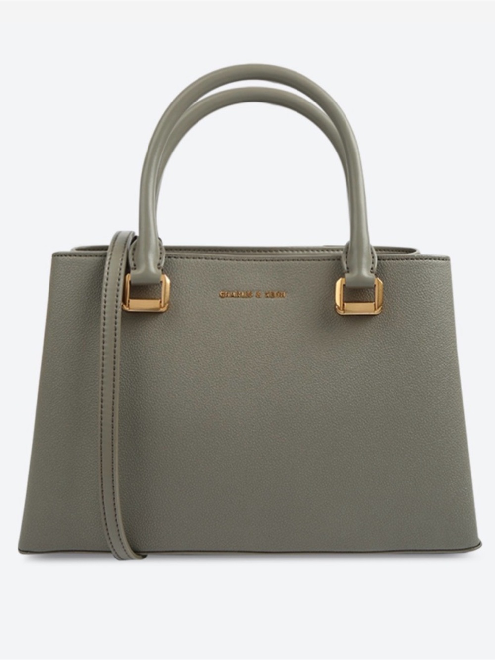 Charles & Keith Grey Structured Top-Handle Bag